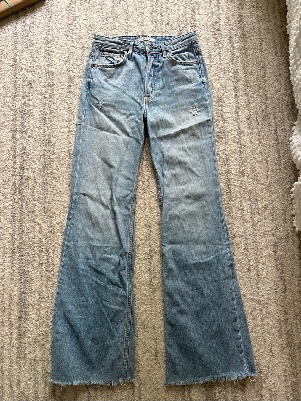 GRLFRND Carla High-Rise Wide-Leg Flare Light Wash Jeans